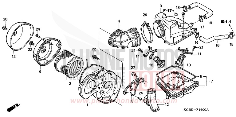 AIR CLEANER for Shadow VT125C NOIR (NH1) from 2003